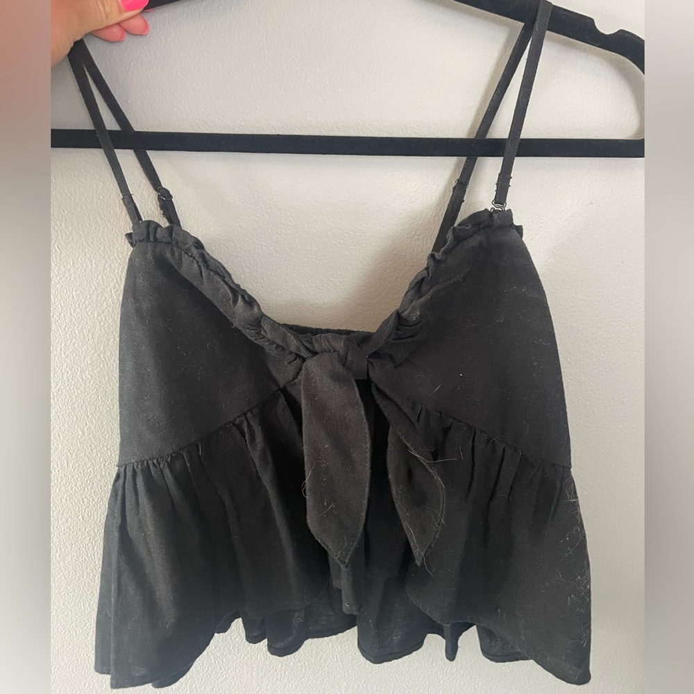 American eagle cropped tie front removable straps top